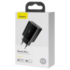 Baseus Baseus Travel Charger Speed Mini 1C Quick Charger 20W EU Black (CCFS-SN01)
