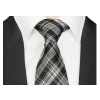 Úzka kravata Greg Slim Fit Microfiber (Microfase) biela, čierna, šedá (Jacquard Male TIE Gray Graphit RC263)