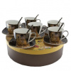 Home Elements Súprava 6 kusov šálky s podšálkami a lyžičkami Klimt Bozk tmavý 250 ml