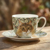 Šálka s podšálkou s motívom mačky BONE CHINA 300 ml