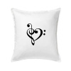 Husľový kľúč srdce - Vankúš 50x50 - 50x50 - Iba poťah ( Biela )