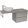 CERANO - Doska pod umývadlo Navira Pro - 141x46,5x3,6 cm - skrinka Carole 69 cm - betónovo šedá - konzola chróm