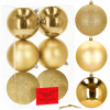 Vianočná guľa na stromček Springos žltá plastová zdobená 6 ks 11 cm
