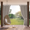 Eurofirany Záves 155x240 cm vodoodolný polyester hnedý krémový na pútka so suchým zipsom GARDEN