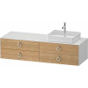 DURAVIT White Tulip závesná skrinka pod umývadlo na dosku (umývadlo vpravo), 4 zásuvky, 1600 x 550 x 408 mm, dub prírodný masív/biela vysoký lesk, WT4995RH5850000