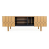 Čierny/prírodný TV stolík v dekore duba 175x60 cm Porto - Woodman