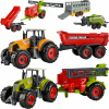 Sada 2 traktory 4 Poľnohospodárske stroje kovový traktor (Sada 2 traktory 4 Poľnohospodárske stroje kovový traktor)