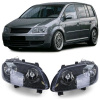 Predné svetlá H7 H1 čierne s motorčekom (pár) pre VW Touran 03-06 + Caddy 04-10