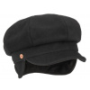8-dielna čierna dámska bekovka od Mayser - Camila Newsboy Cap - ušné klapky Veľkosť: 59 cm (L)