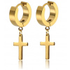 Ewena Náušnice z oceli s křížkem 10x15 mm Gold + dárkové balení