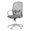 Autronic KA-S425 GREY - Stolička kancelárska, biely plast, šedý MESH a šedá látka, plastový kríž, hojdací mechanizmus.