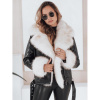 Kožená čierna dámska bunda s kožušinou TY5122, ty5122-L L