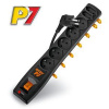 Rozvodný panel ACAR P7/3m 5+2x220V čierny+prep.ochr 9601 - Acar P7 3m, 7 zásuvek