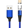 PremiumCord Magnetický micro USB a USB-C nabíjecí a datový kabel 1m, modrý