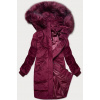 Dámska manšestrová zimná bunda v bordovej farbe s kapucňou (7764) odstíny červené L (40)