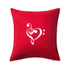 Husľový kľúč srdce - Vankúš 50x50 - 50x50 - Iba poťah ( Červená )