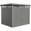 Plechový záhradný domček Biohort HighLine H3 dvojkrídlové dvere 254x214 cm sivý kremeň metalický
