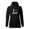 DRAGOWA dámska mikina s kapucňou i love army, čierna 320g/m2 - XXL