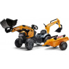 FALK Šlapací traktor 967N Case CE s nakladačom, rypadlom a vlečkou