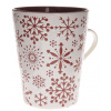 Vianočný hrnček Snehové vločky 320 ml, červeno-biely