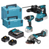 MAKITA DGA504Z+DHR243Z+DDF484Z DLX3195JX1 Akumulátorová sada náradia Li-Ion 18V LXT (2ks 5Ah akumulátor a rýchlonabíjačka DC18RC)