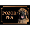 Leonberger - Kovová tabuľka POZOR PES