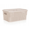 BRILANZ Ratanový košík s vrchnákom 6 l, 28,5 x 20 x 12,5 cm, krémový