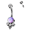 Titánový piercing do pupku s vnútorným závitom a klastrom Lucia Farba: Opálová fialová / Číra