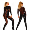 Catsuit lesklý so sieťovinou Čierna M