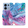 Flipové pouzdro Mobiwear - Xiaomi Redmi Note 13 4G - MG10S Fialové a modré listy (Knížkové flip pouzdro, obal, kryt na mobil Xiaomi Redmi Note 13 4G - MG10S Fialové a modré listy, materiál Umělá kůže
