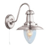 Searchlight Fisherman II Wall Light - Satin Silver & Clear Seeded Glass