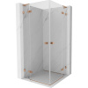 Mexen Lunar, L Duo výklopný sprchový kút 80 x 80 cm, 8mm číre sklo, profil medená matná, 834L-080L-080P-65-00