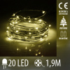 Vianočná led svetelná mikro reťaz vnútorná na batérie - 20led - 1,90m teplá biela