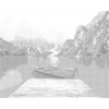 ZUTY Bodkovanie - HORY PRI JAZERE S LOĎKOU Rámovanie: vypnuté plátno na rám, Rozmer: 80x100 cm
