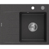Mexen Ben granitový kuchynský drez 1-komorový s odkvapkávačom, pravý 600 x 500 mm, čierny s bodkami, chrómový sifón