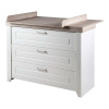 Biela nízka detská komoda v dekore brestu s prebaľovacím pultom 120x98 cm Felicia – Roba