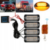 4x VÝSTRAŽNÉ STROBOSKOPICKÉ SVETLÁ POMOC ODŤAHOVKA 12 LED 12V + DIAĽKOVÉ OVLÁDANIE