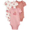 CARTERS CARTER'S Body krátky rukáv Pink Cherry dievča 3ks 6m/ veľ. 68
