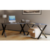 VCM VCM Rohový stôl Lona 160x130x50 X-nohy, antracit
