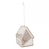 Clayre & Eef Závesná dekorácia zasnežená perníková chalúpka Frosted Ginger - 9*1*10 cm - Clayre & Eef