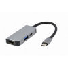 GEMBIRD Gembird A-CM-COMBO3-02 USB Type-C 3-v-1 viacportový adaptér (USB port + HDMI + PD) strieborný