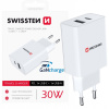 SWISSTEN SIEŤOVÝ ADAPTÉR 30W 1x USB-C + 1x USB 22037000, biely