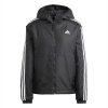 adidas 3 Stripe Essential Hooded Jacket Womens Black/White S (8-10)