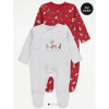 Dojčensky overal - PAJACKEK GEORGE 74 biely, červený (George 2Pak vianočný stromček povesti sobia vianočný strom 74)