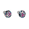 Strieborné náušnice pecka s kryštálmi Swarovski mix farieb okrúhle 31336.4 galaxy