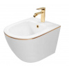 Rea CARLO mini závesný bidet 49x37 cm Biela lesklá/ zlatý okraj C6990 REA-C6990