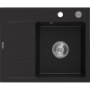 Mexen Ben granitový kuchynský drez s 1 komorou a odkvapkávacou plochou, pravý 600 x 500 mm, čierny, sifón chróm