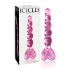 Icicles No. 43 - perlovo-srdcový sklenený dildo (ružové)
