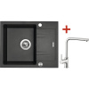 Granitový drez s batériou LINEA 600 XC 480 x 600 mm čierny metalický G1874XC + batéria Elka