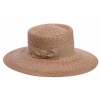 Slamený klobúk hnedý s hnedou stuhou - Pork-pie Jil so širšou asymetrickou krempou - Mayser - UV faktor 80 Veľkosť: Unisize (S-XL)